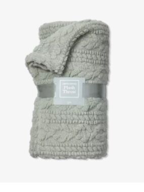 Ulta Beauty Limited Edition Plush Cable Throw Blanket - Light Sage Gray